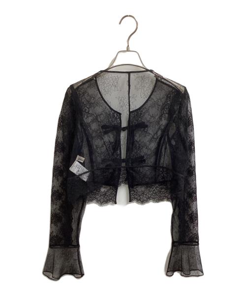 Tanaka Daisuke（タナカ ダイスケ）TANAKA DAISUKE (タナカ ダイスケ) flower lace short cardigan Black　/　TD25SS-BL53 ブラック サイズ:FREEの古着・服飾アイテム