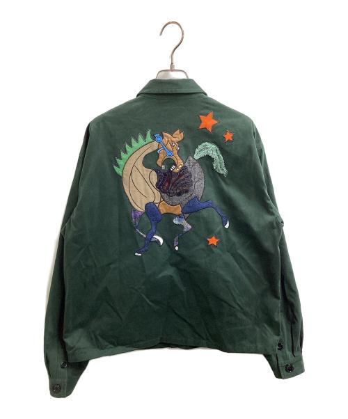 71 MICHAEL（ミシェル）71 MICHAEL (ミシェル) ワークシャツジャケット グリーン サイズ:Sの古着・服飾アイテム