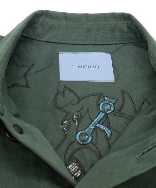 71 MICHAEL（ミシェル）71 MICHAEL (ミシェル) ワークシャツジャケット グリーン サイズ:Sの古着・服飾アイテム