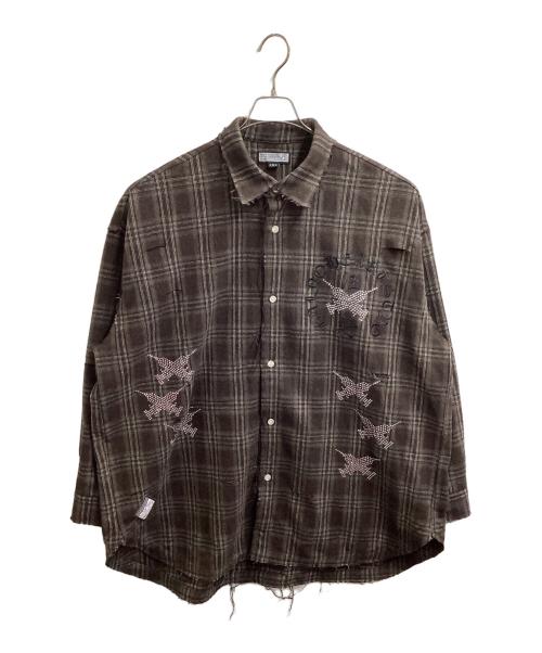 GALFY（ガルフィー）GALFY  (ガルフィー) ピカピカ注射器ボロシャツ LS ブラウン サイズ:大型犬(XL)の古着・服飾アイテム