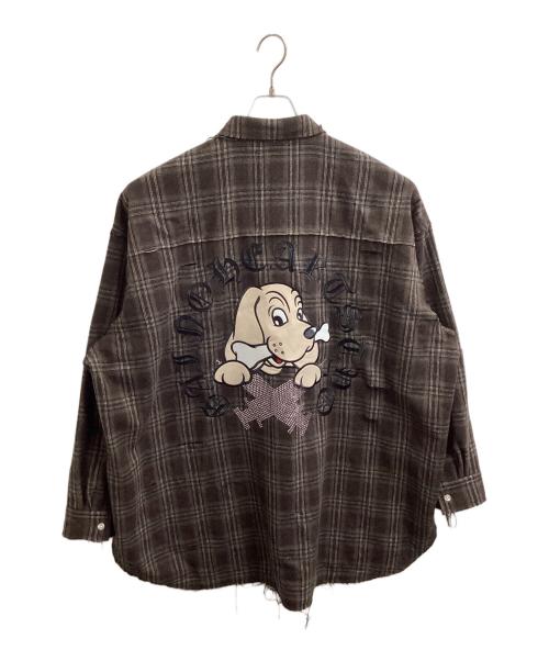 GALFY（ガルフィー）GALFY  (ガルフィー) ピカピカ注射器ボロシャツ LS ブラウン サイズ:大型犬(XL)の古着・服飾アイテム