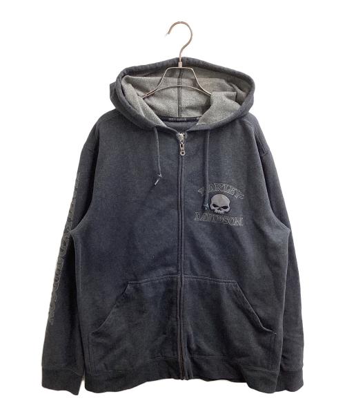 HARLEY-DAVIDSON（ハーレーダビッドソン）HARLEY-DAVIDSON (ハーレーダビッドソン) スカル フルジップアップパーカー グレー サイズ:Mの古着・服飾アイテム