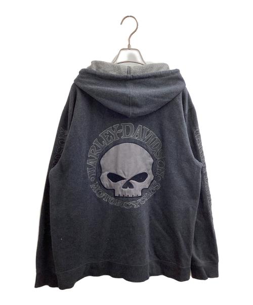 HARLEY-DAVIDSON（ハーレーダビッドソン）HARLEY-DAVIDSON (ハーレーダビッドソン) スカル フルジップアップパーカー グレー サイズ:Mの古着・服飾アイテム
