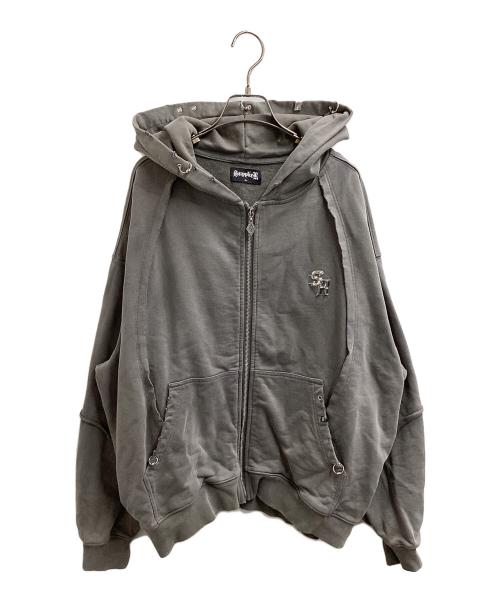 SUPPLIER（サプライヤー）SUPPLIER (サプライヤー) VINTAGE WASH PIERCED ZIP HOODIE グレー サイズ:XLの古着・服飾アイテム
