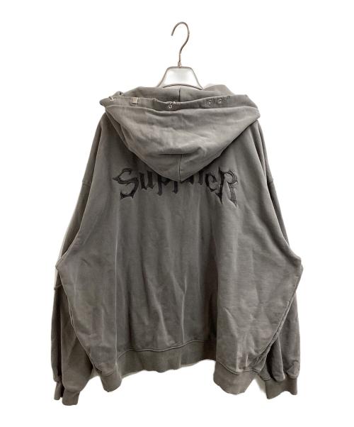 SUPPLIER（サプライヤー）SUPPLIER (サプライヤー) VINTAGE WASH PIERCED ZIP HOODIE グレー サイズ:XLの古着・服飾アイテム