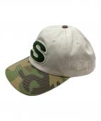 stussyステューシー）の古着「CHENILLE S SNAPBACK CAP」｜アイボリー×グリーン