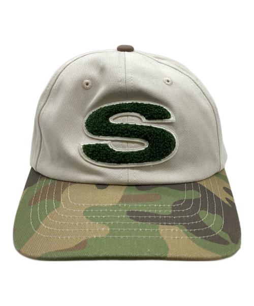 stussy（ステューシー）stussy (ステューシー) CHENILLE S SNAPBACK CAP アイボリー×グリーンの古着・服飾アイテム