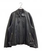 MAISON SPECIALメゾンスペシャル）の古着「Lamb leather Prime-Over Single Rider Collared Jacket / 11222211206」｜ブラック