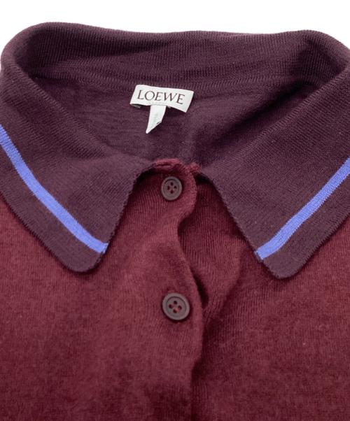 LOEWE（ロエベ）LOEWE (ロエベ) アナグラムロゴ刺繍ウールニットポロシャツ / S359333XBM パープル サイズ:Lの古着・服飾アイテム