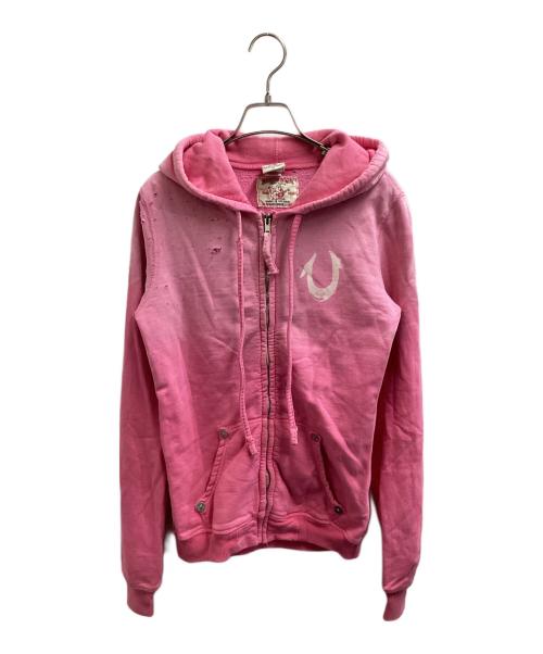TRUE RELIGION（トゥルー レリジョン）TRUE RELIGION (トゥルー レリジョン) ジップパーカー ピンク サイズ:Mの古着・服飾アイテム