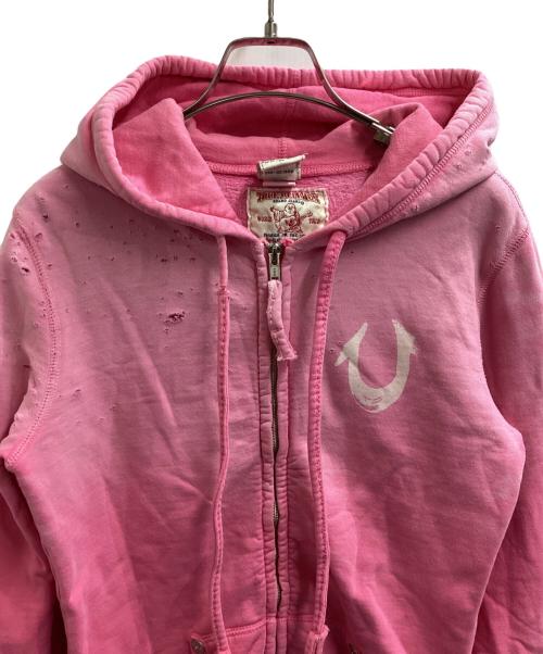 TRUE RELIGION（トゥルー レリジョン）TRUE RELIGION (トゥルー レリジョン) ジップパーカー ピンク サイズ:Mの古着・服飾アイテム