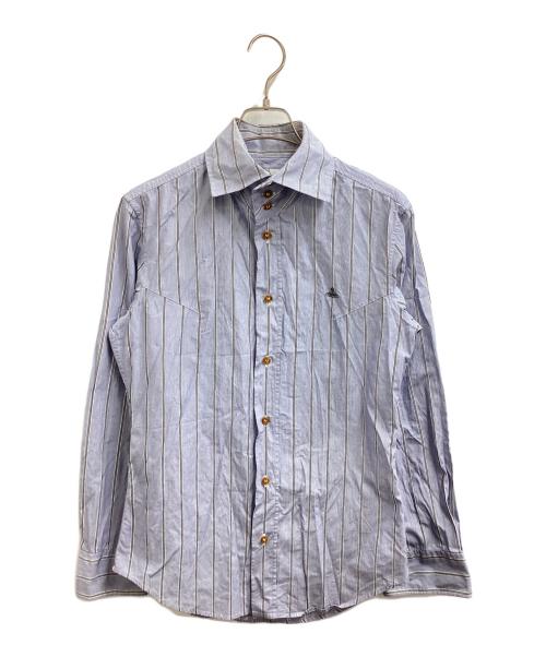 Vivienne Westwood man（ヴィヴィアン ウェストウッド マン）Vivienne Westwood man (ヴィヴィアン ウェストウッド マン) ストライプ クラールカラーシャツ ブルー サイズ:44の古着・服飾アイテム