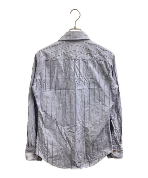 Vivienne Westwood man（ヴィヴィアン ウェストウッド マン）Vivienne Westwood man (ヴィヴィアン ウェストウッド マン) ストライプ クラールカラーシャツ ブルー サイズ:44の古着・服飾アイテム