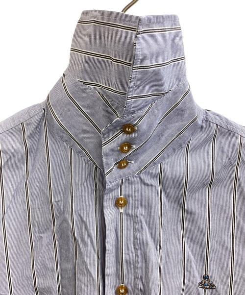 Vivienne Westwood man（ヴィヴィアン ウェストウッド マン）Vivienne Westwood man (ヴィヴィアン ウェストウッド マン) ストライプ クラールカラーシャツ ブルー サイズ:44の古着・服飾アイテム