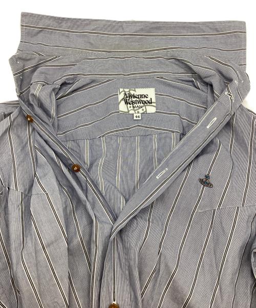 Vivienne Westwood man（ヴィヴィアン ウェストウッド マン）Vivienne Westwood man (ヴィヴィアン ウェストウッド マン) ストライプ クラールカラーシャツ ブルー サイズ:44の古着・服飾アイテム