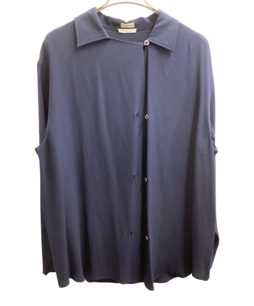 HERMES（エルメス）HERMES (エルメス) 襟付きアシンメトリーデザイン シルクプルオーバーシャツ ネイビー サイズ:38の古着・服飾アイテム