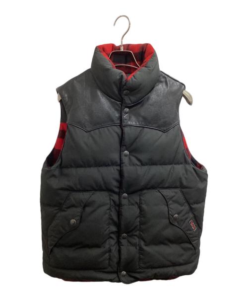 POLO RALPH LAUREN（ポロ・ラルフローレン）POLO RALPH LAUREN (ポロ・ラルフローレン) レザーヨークリバーシブルダウンベスト ブラック サイズ:Mの古着・服飾アイテム