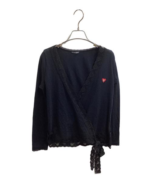 Hysteric Glamour（ヒステリックグラマー）Hysteric Glamour (ヒステリックグラマー) ガールハート刺繍 カシュクールトップス ブラック サイズ:FREEの古着・服飾アイテム