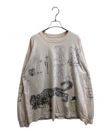 NEIGHBORHOOD（ネイバーフッド）の古着「NH TEE LS-9 落書きグラフィックロンT」｜ピンク