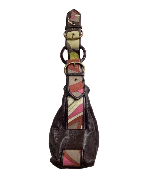 Emilio Pucci（エミリオ プッチ）Emilio Pucci (エミリオ プッチ) レザーハンドバッグ ブラウンの古着・服飾アイテム