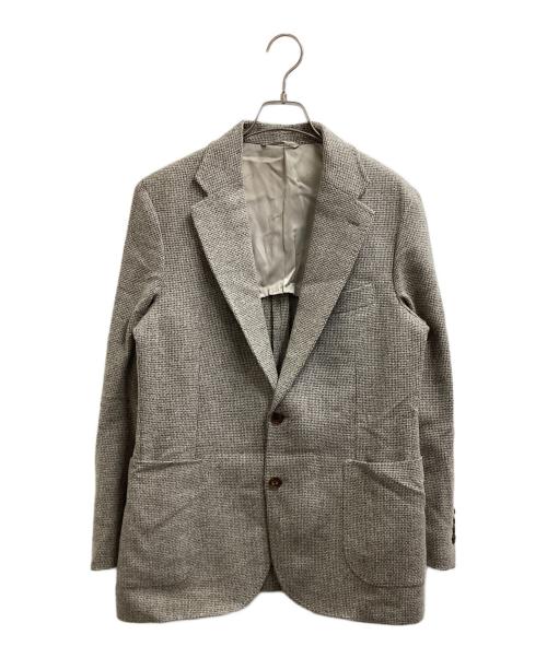 PAPAS PLUS（パパスプラス）PAPAS PLUS (パパスプラス) ツイードテーラードジャケット　/　Bottoli社製 アイボリー サイズ:Mの古着・服飾アイテム
