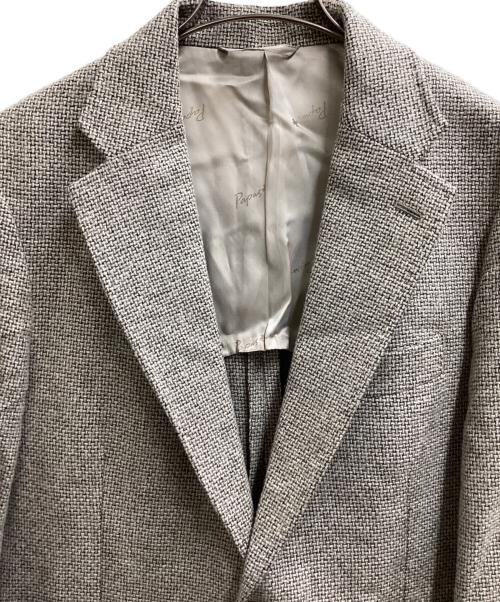 PAPAS PLUS（パパスプラス）PAPAS PLUS (パパスプラス) ツイードテーラードジャケット　/　Bottoli社製 アイボリー サイズ:Mの古着・服飾アイテム