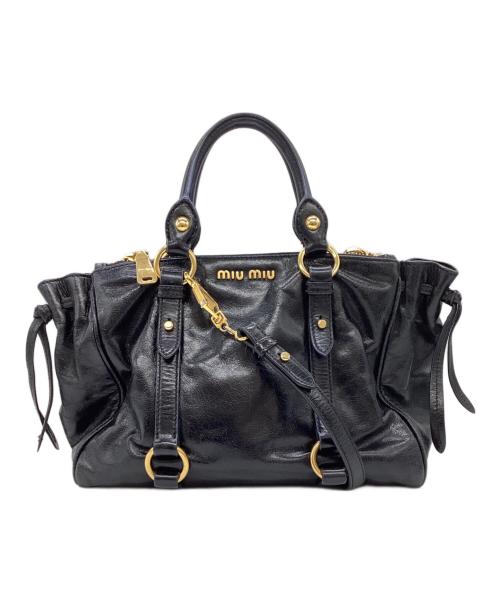 MIU MIU（ミュウミュウ）MIU MIU (ミュウミュウ) VITELLO SHINE 2way Bag ブラックの古着・服飾アイテム