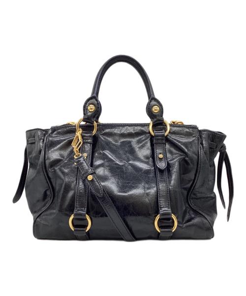 MIU MIU（ミュウミュウ）MIU MIU (ミュウミュウ) VITELLO SHINE 2way Bag ブラックの古着・服飾アイテム