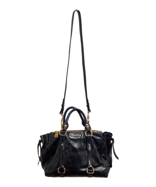 MIU MIU（ミュウミュウ）MIU MIU (ミュウミュウ) VITELLO SHINE 2way Bag ブラックの古着・服飾アイテム