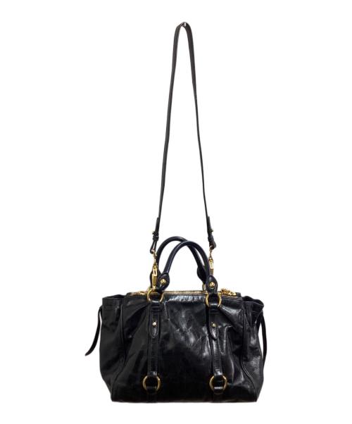 MIU MIU（ミュウミュウ）MIU MIU (ミュウミュウ) VITELLO SHINE 2way Bag ブラックの古着・服飾アイテム