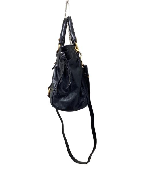 MIU MIU（ミュウミュウ）MIU MIU (ミュウミュウ) VITELLO SHINE 2way Bag ブラックの古着・服飾アイテム