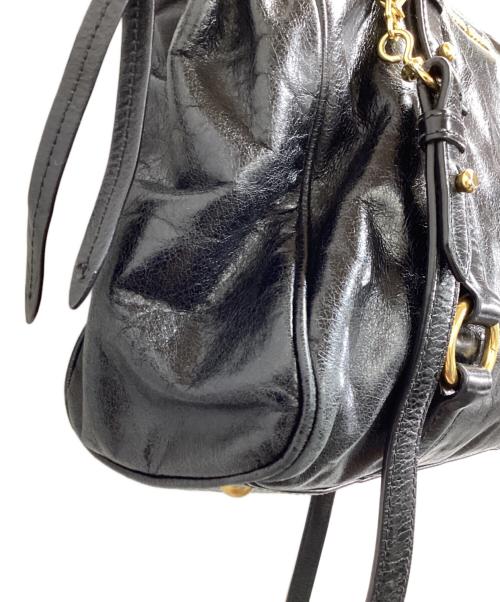 MIU MIU（ミュウミュウ）MIU MIU (ミュウミュウ) VITELLO SHINE 2way Bag ブラックの古着・服飾アイテム