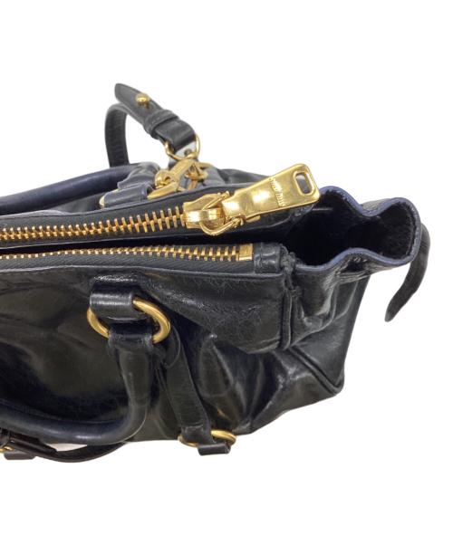 MIU MIU（ミュウミュウ）MIU MIU (ミュウミュウ) VITELLO SHINE 2way Bag ブラックの古着・服飾アイテム
