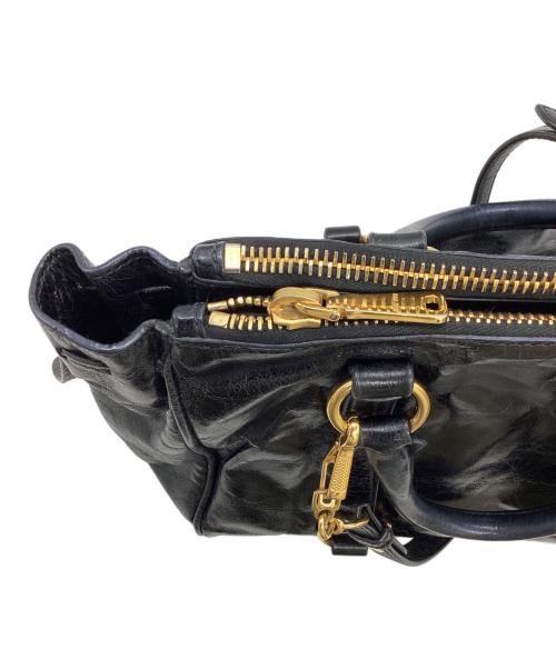 MIU MIU（ミュウミュウ）MIU MIU (ミュウミュウ) VITELLO SHINE 2way Bag ブラックの古着・服飾アイテム