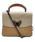 COACHコーチ）の古着「パーカー トップ ハンドル ウィズ バタフライ ターンロック　/　69605」｜ピンク×アイボリー