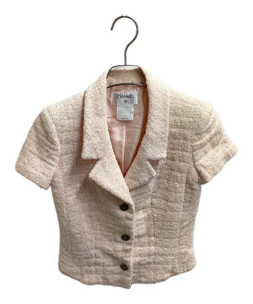 CHANEL（シャネル）CHANEL (シャネル) パイル地ショートスリーブジャケット ピンク サイズ:36の古着・服飾アイテム