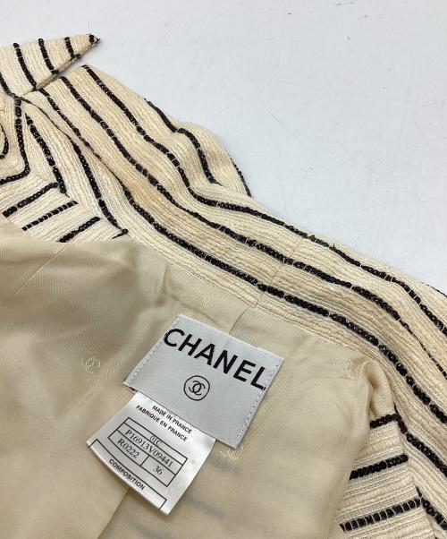 CHANEL（シャネル）CHANEL (シャネル) カメリア半袖ツイードワンピース アイボリー サイズ:36の古着・服飾アイテム