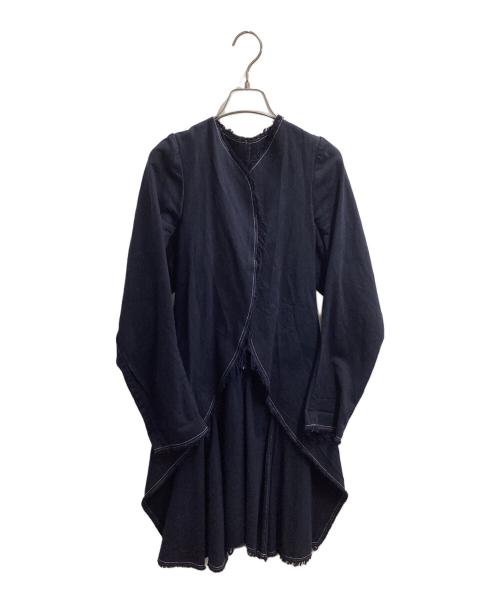 COMME des GARCONS（コムデギャルソン）COMME des GARCONS (コムデギャルソン) ステッチデザイン カットオフロングジャケット / GM-J045 / 製品染め AD2003 ネイビー サイズ:Sの古着・服飾アイテム