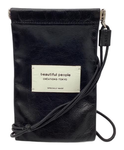 beautiful people（ビューティフルピープル）beautiful people (ビューティフルピープル) レザースマホショルダー ブラックの古着・服飾アイテム