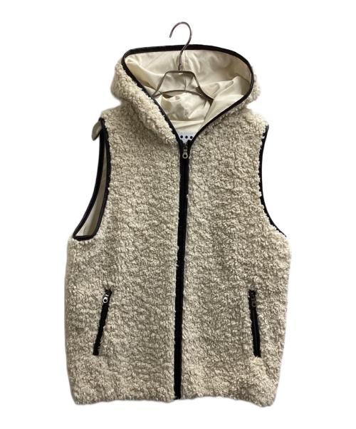 THREE DOTS（スリードッツ）THREE DOTS (スリードッツ) Poodle boa hoody vest　/　PB0002Y アイボリー サイズ:Sの古着・服飾アイテム