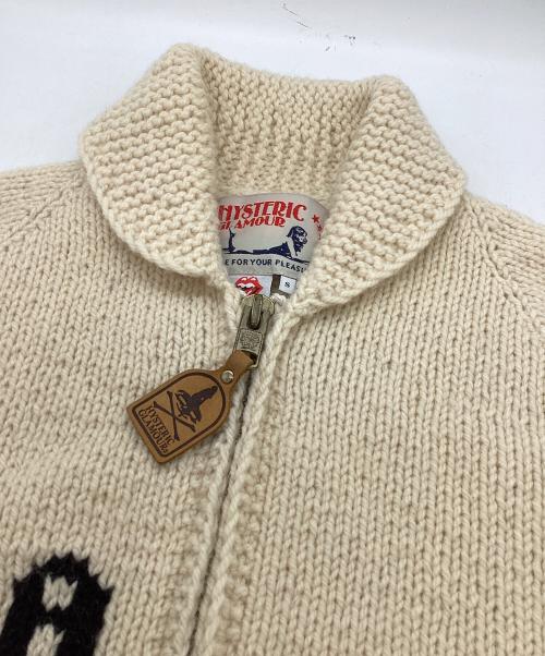 Hysteric Glamour（ヒステリックグラマー）Hysteric Glamour (ヒステリックグラマー) CANADIAN SWEATER (カナディアンセーター) ROLLING STONES (ローリングストーンズ) カウチンニットカーディガン アイボリー サイズ:Sの古着・服飾アイテム