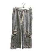 DISCOVEREDディスカバード）の古着「LOOPING DAMAGE SWEAT PANTS　/　DC-23AW-PT-07」｜グレー