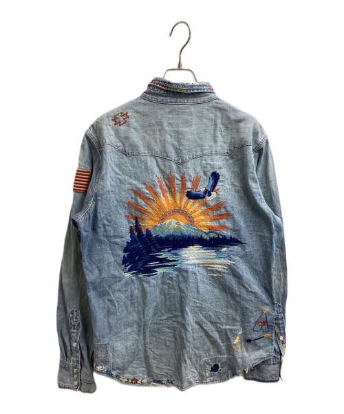 POLO RALPH LAUREN（ポロ・ラルフローレン）POLO RALPH LAUREN (ポロ・ラルフローレン) 刺繍 デニム ウエスタンシャツ　/　Limited Edtion インディゴ サイズ:Mの古着・服飾アイテム