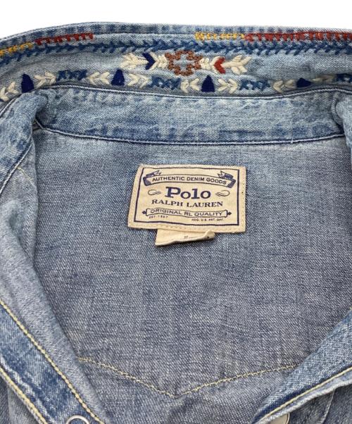 POLO RALPH LAUREN（ポロ・ラルフローレン）POLO RALPH LAUREN (ポロ・ラルフローレン) 刺繍 デニム ウエスタンシャツ　/　Limited Edtion インディゴ サイズ:Mの古着・服飾アイテム