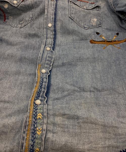 POLO RALPH LAUREN（ポロ・ラルフローレン）POLO RALPH LAUREN (ポロ・ラルフローレン) 刺繍 デニム ウエスタンシャツ　/　Limited Edtion インディゴ サイズ:Mの古着・服飾アイテム