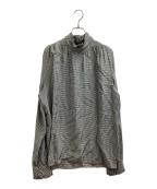 GUCCIグッチ）の古着「フリル襟ブラウス / 438331 Z769A」｜グリーン×ピンク