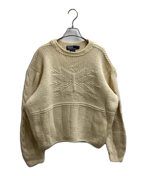 POLO RALPH LAUREN（ポロ・ラルフローレン）POLO RALPH LAUREN (ポロ・ラルフローレン) FISHERMAN WOOL HAND KNIT / フィッシャーマンウールハンドニット ベージュ サイズ:Lの古着・服飾アイテム