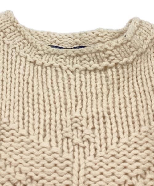 POLO RALPH LAUREN（ポロ・ラルフローレン）POLO RALPH LAUREN (ポロ・ラルフローレン) FISHERMAN WOOL HAND KNIT / フィッシャーマンウールハンドニット ベージュ サイズ:Lの古着・服飾アイテム