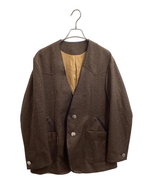 the letters（レターズ）the letters (レターズ) Western Collarless Concho Jacket / ウエスタン・カラーレス・コンチョ・ジャケット / FW18-LJ005 ブラウン サイズ:Mの古着・服飾アイテム