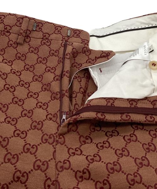 GUCCI（グッチ）GUCCI (グッチ) GG Jacquard flared Pant　/　563678 ZKU09 ブラウン サイズ:46の古着・服飾アイテム
